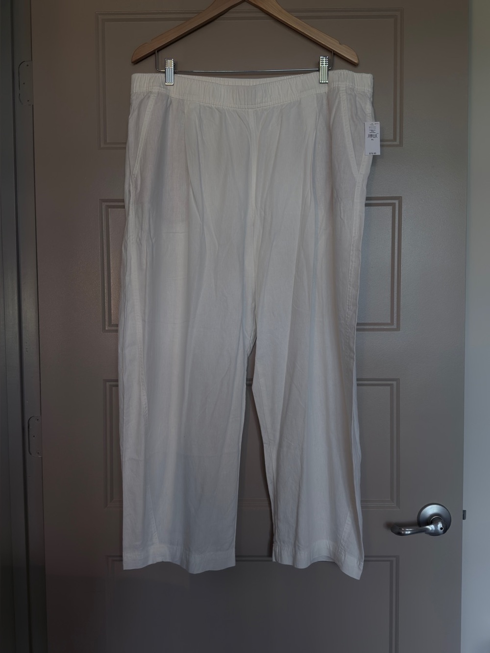 NWT Mid-Rise Linen-Blend Easy Barrel Pant by Gap XL White - Picture 2 of 9